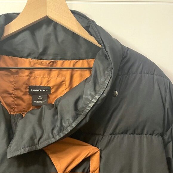 Summersalt Colorblock Eco Puffer Jacket Coat Size Medium Brown Black - Picture 7 of 16